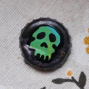 SKULL REPURPOSED BOTTLE CAP LAPEL PIN
